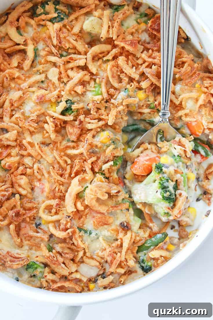 Effortless Frozen Vegetable Bake 2 Frozen Vegetable Casserole Recipe featured by top US food blogger, Practically Homemade - a delicious and easy side dish for any meal