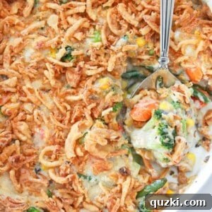 Frozen Vegetable Casserole Recipe featured by top US food blogger, Practically Homemade