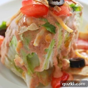 Vibrant Fiesta Wedge Salad 13 Fiesta Wedge Salad with homemade Mexican-inspired dressing and all toppings. A complete recipe image for inspiration.