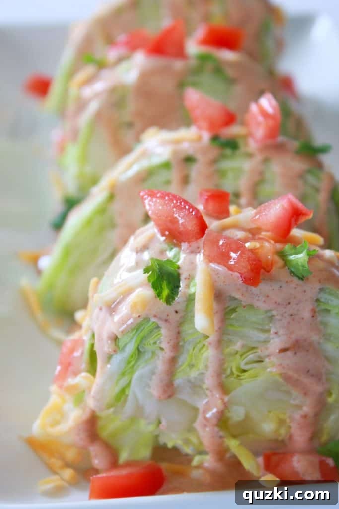 Vibrant Fiesta Wedge Salad 9 Fresh cilantro leaves garnishing a Fiesta Wedge Salad, contributing herbaceous flavor and a vibrant green hue.