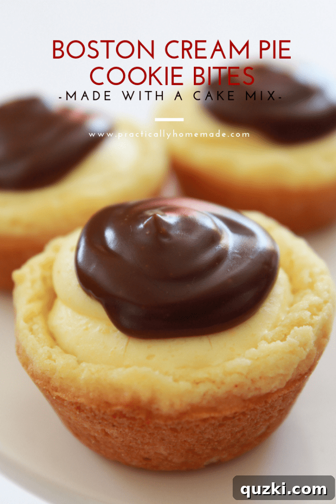 Effortless Boston Cream Pie Cookie Treats 3 Easy Boston Cream Pie Cookie Bites Recipe featured by top US food blog, Practically Homemade