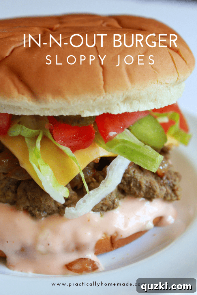 Close-up of In-N-Out inspired Sloppy Joes with fresh toppings