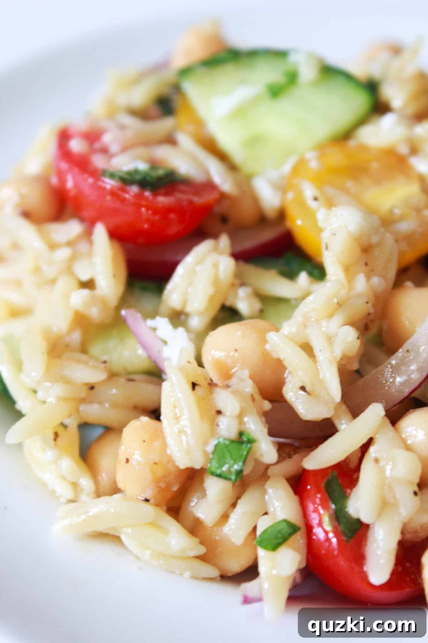 A serving of Healthy Mediterranean Salad.