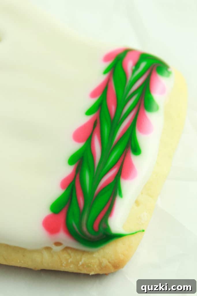 Detailed sugar cookie with a unique pattern.