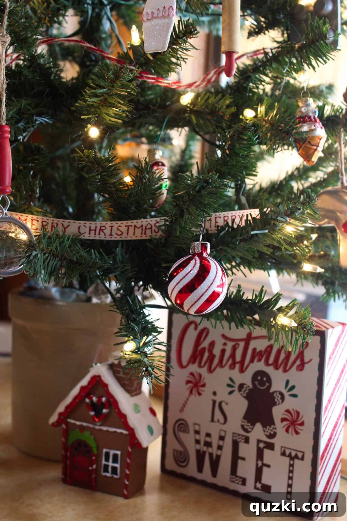 Tasteful Trees: Farmhouse Kitchen Christmas Charm 12 Rustic Farmhouse Christmas Tree Ideas for your Kitchen featured by top US food blog, Practically Homemade