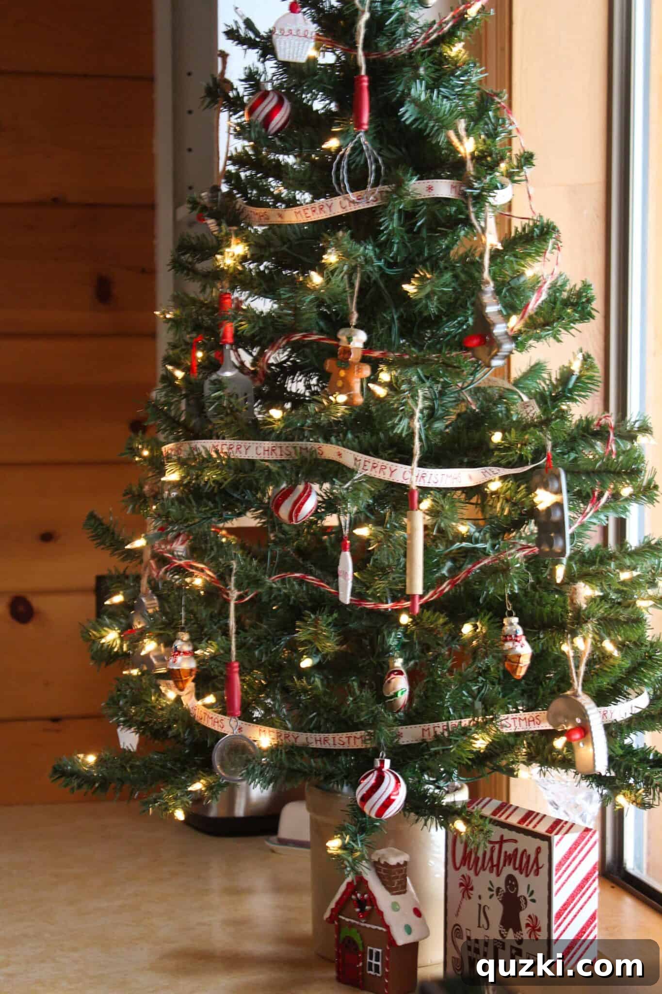 Tasteful Trees: Farmhouse Kitchen Christmas Charm 13 Rustic Farmhouse Christmas Tree Ideas for your Kitchen featured by top US food blog, Practically Homemade