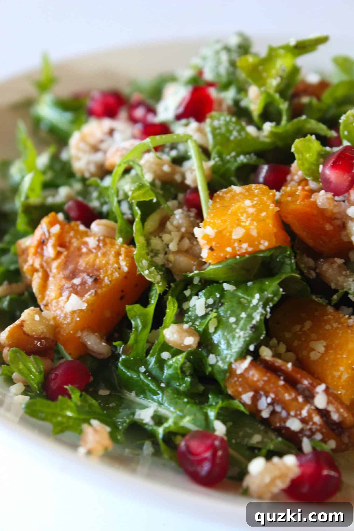 Fireside Winter Salad 2 Cozy Winter Salad Recipe on a white plate, beautifully arranged and ready to eat.