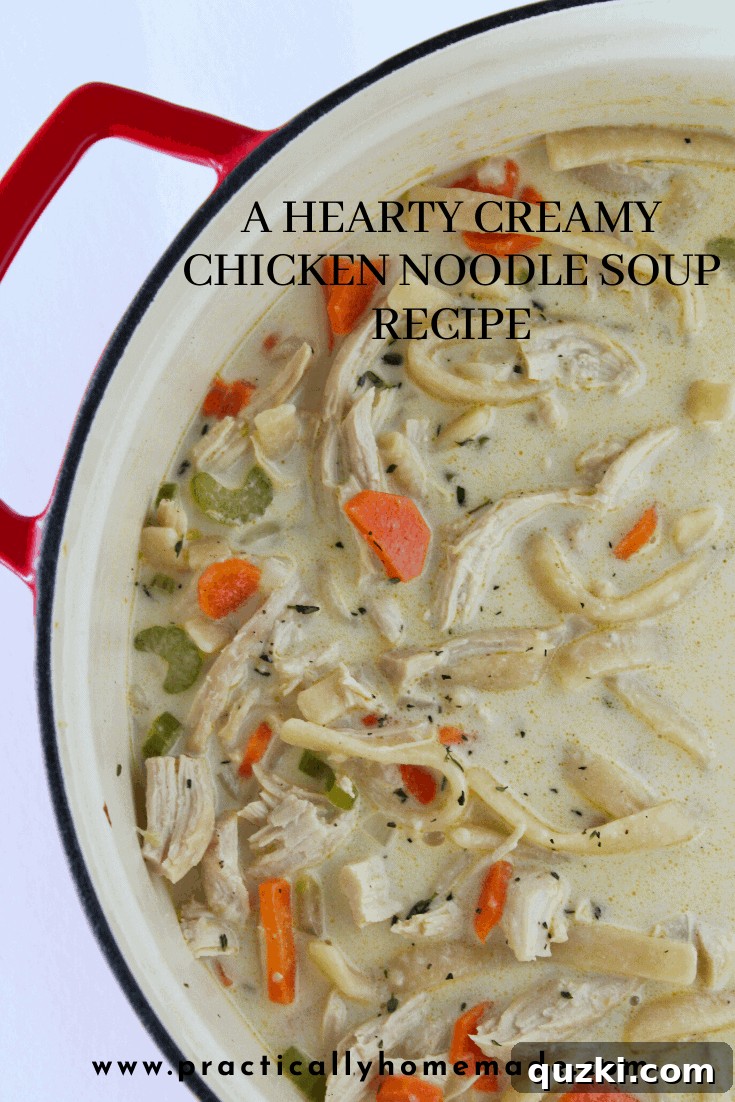 Soul-Soothing Creamy Chicken Noodle Soup for Winter 3 Creamy Chicken Noodle Soup Recipe featured by top US food blog, Practically Homemade