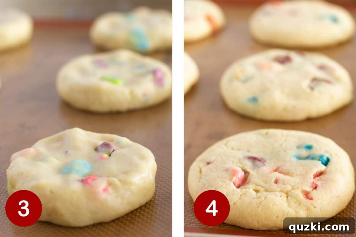 Freshly baked Lucky Charms cookies cooling on a wire rack after being removed from the oven, showing their golden brown edges.