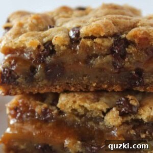 Salted Caramel Chocolate Chip Cookie Bars finished and ready to serve.