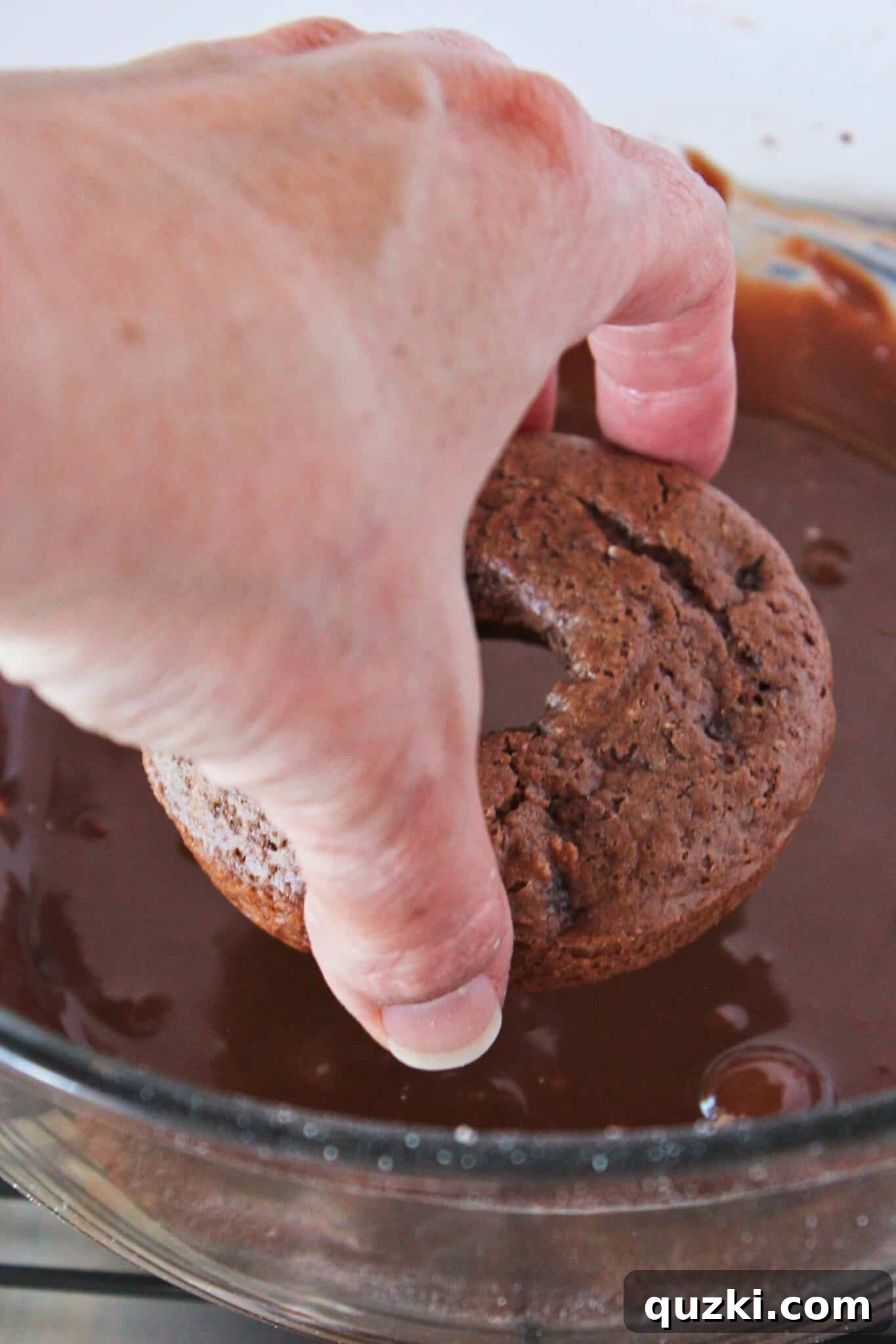 Easy Chocolate Donuts Recipe with Pancake Mix featured by top US dessert blog, Practically Homemade