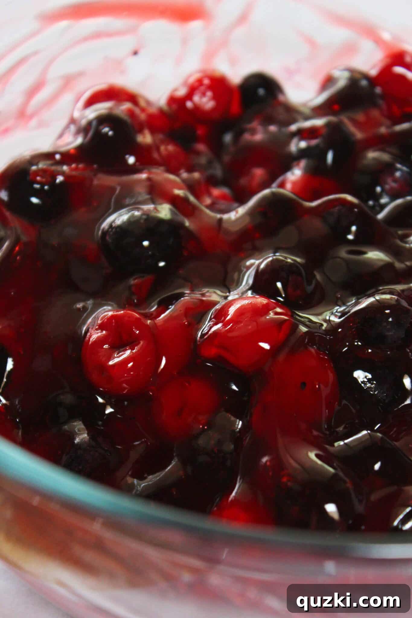 Festive Fourth of July Cookie Bars 6 Combining canned cherry pie filling with fresh blueberries for the patriotic fruit layer of the 4th of July cookie bars.