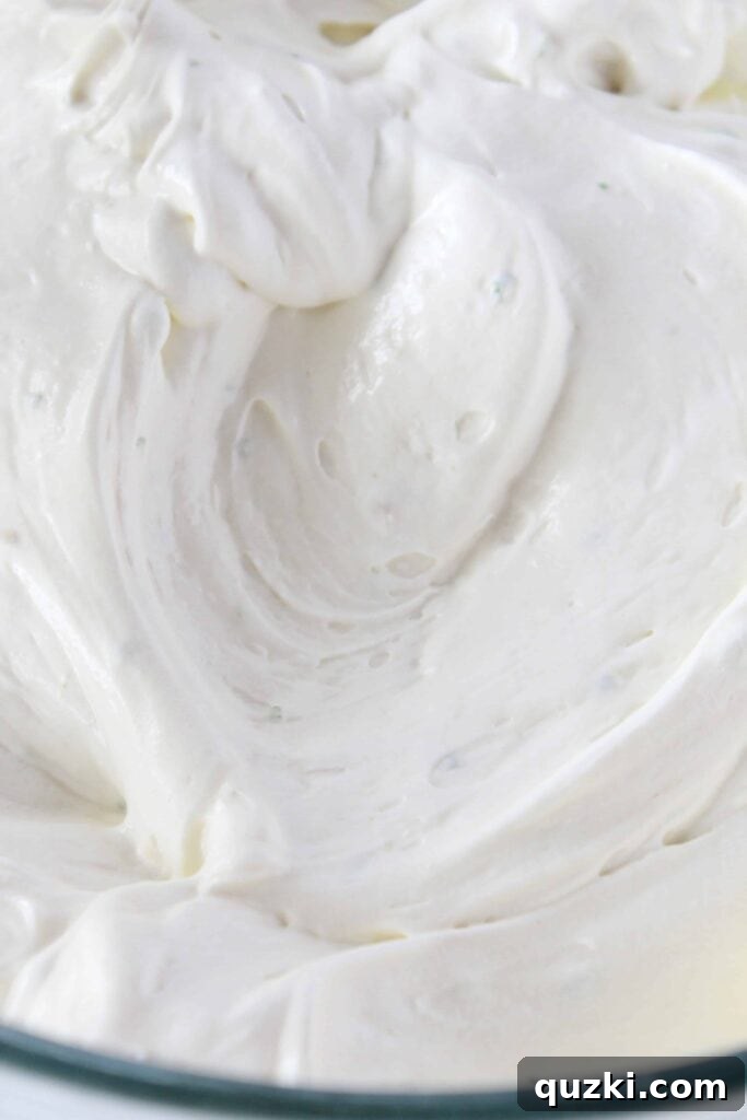 Effortless Margarita Cheesecake Dream 5 The creamy no bake cheesecake filling after whipped topping is folded in.