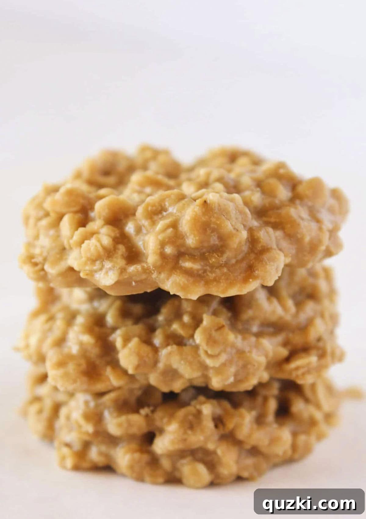 Trader Joe's No-Bake Cookie Butter Delights 2 Three golden-brown cookie butter no-bake cookies stacked on each other, showcasing their inviting texture.