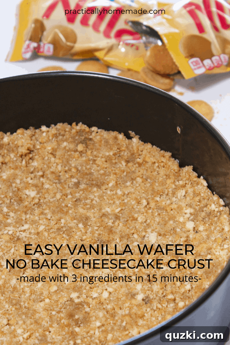 Easy No Bake Vanilla Wafer Cheesecake Crust Recipe featured by top US dessert blogger, Practically Homemade