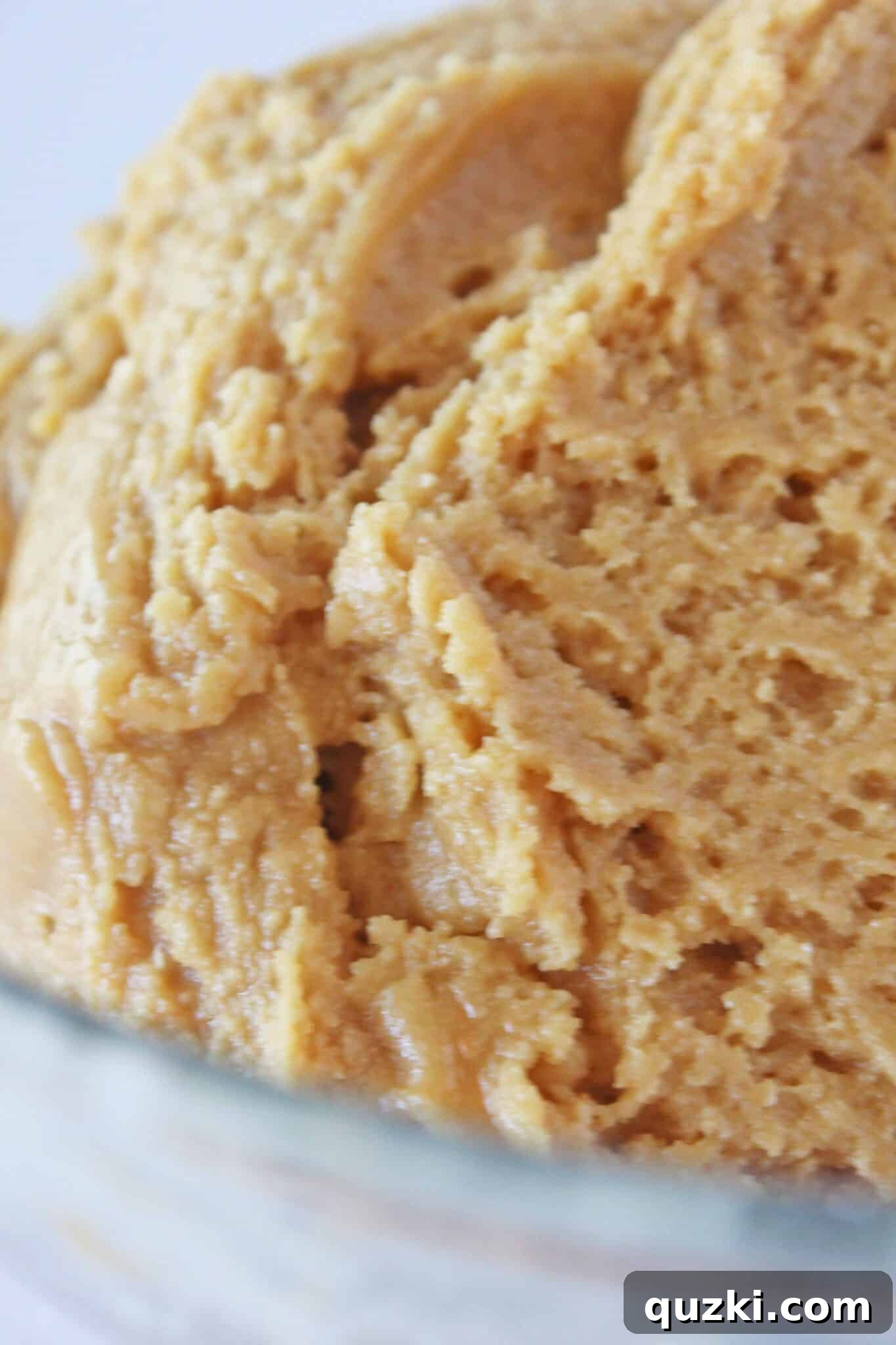 Finished peanut butter cookie dough, thick and ready for shaping.