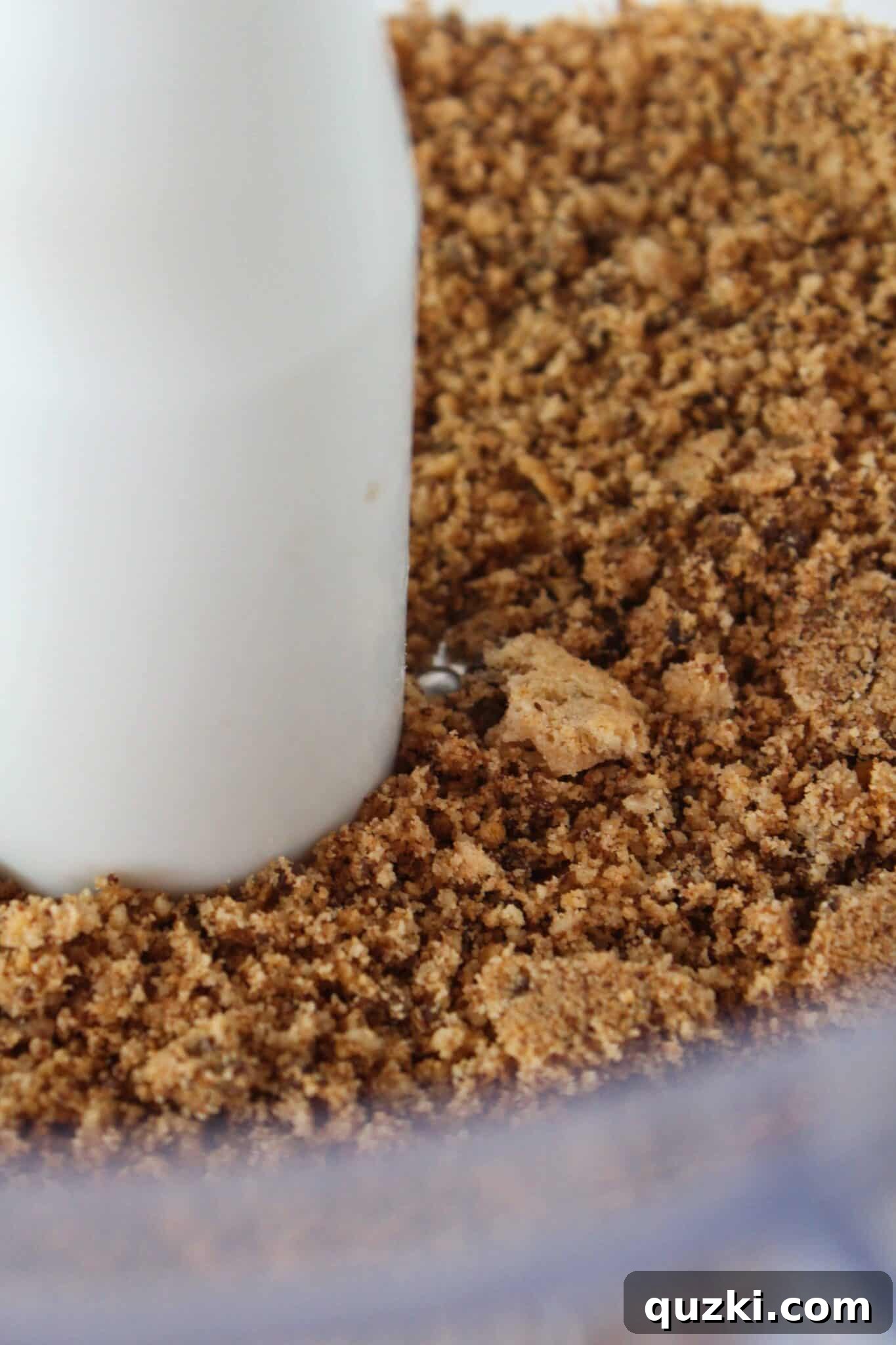 Ultimate Chocolate Chip Cookie Cheesecake Crust 5 Finely crushed chocolate chip cookie crumbs in a bowl.