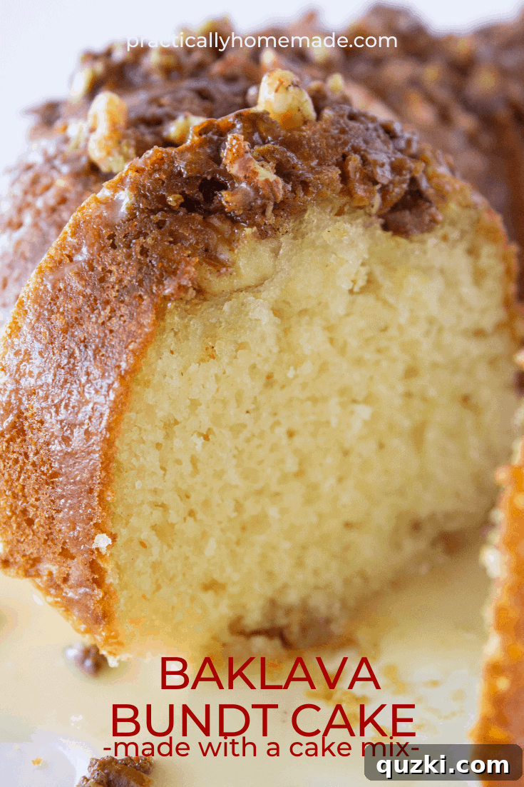 Simple Baklava Bundt Cake with a Cake Mix Shortcut 3 Easy Baklava Bundt Cake Recipe with a Cake Mix, a simplified approach to classic flavors by Practically Homemade