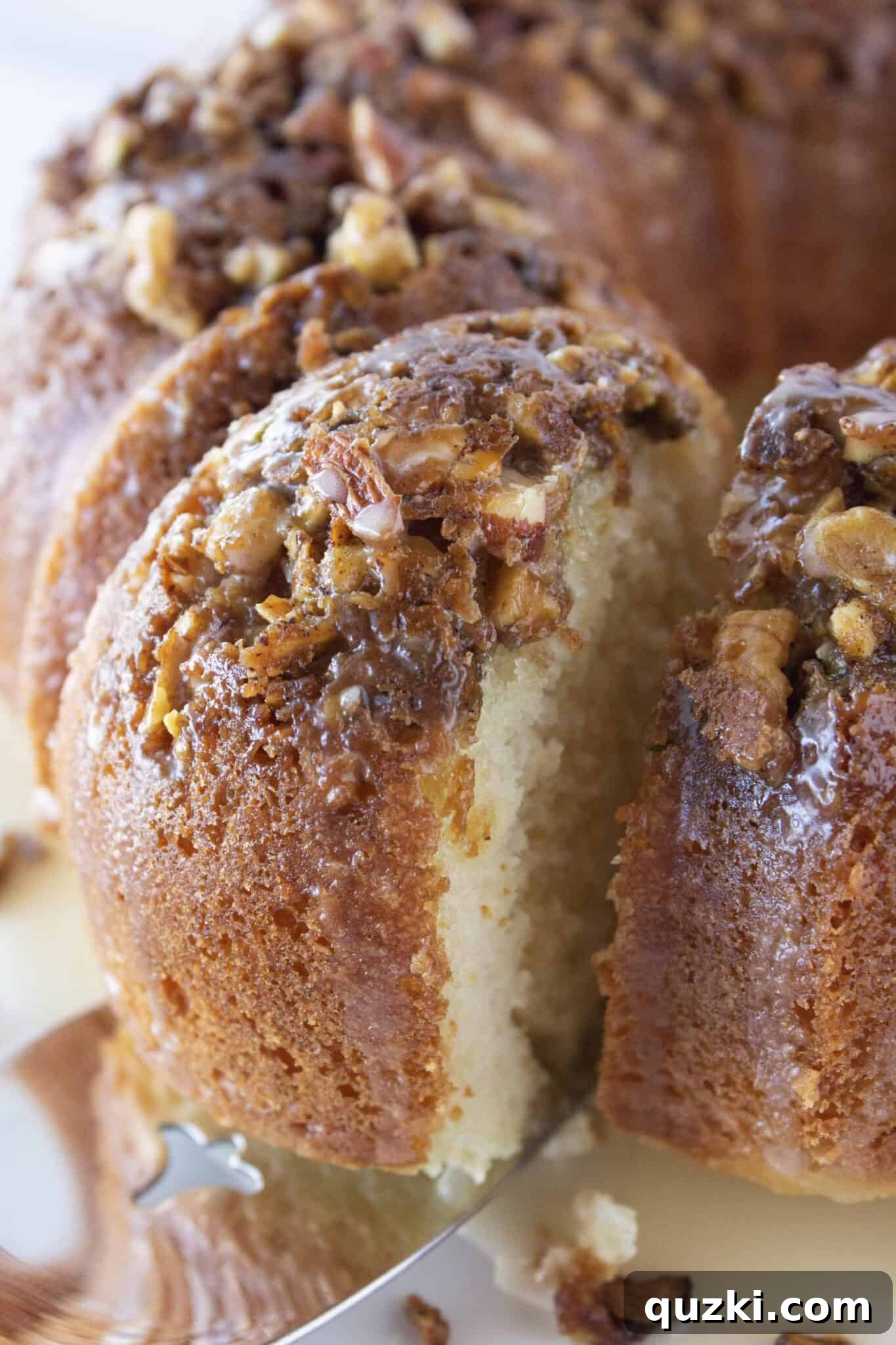 Simple Baklava Bundt Cake with a Cake Mix Shortcut 9 Sliced Easy Baklava Bundt Cake ready to serve
