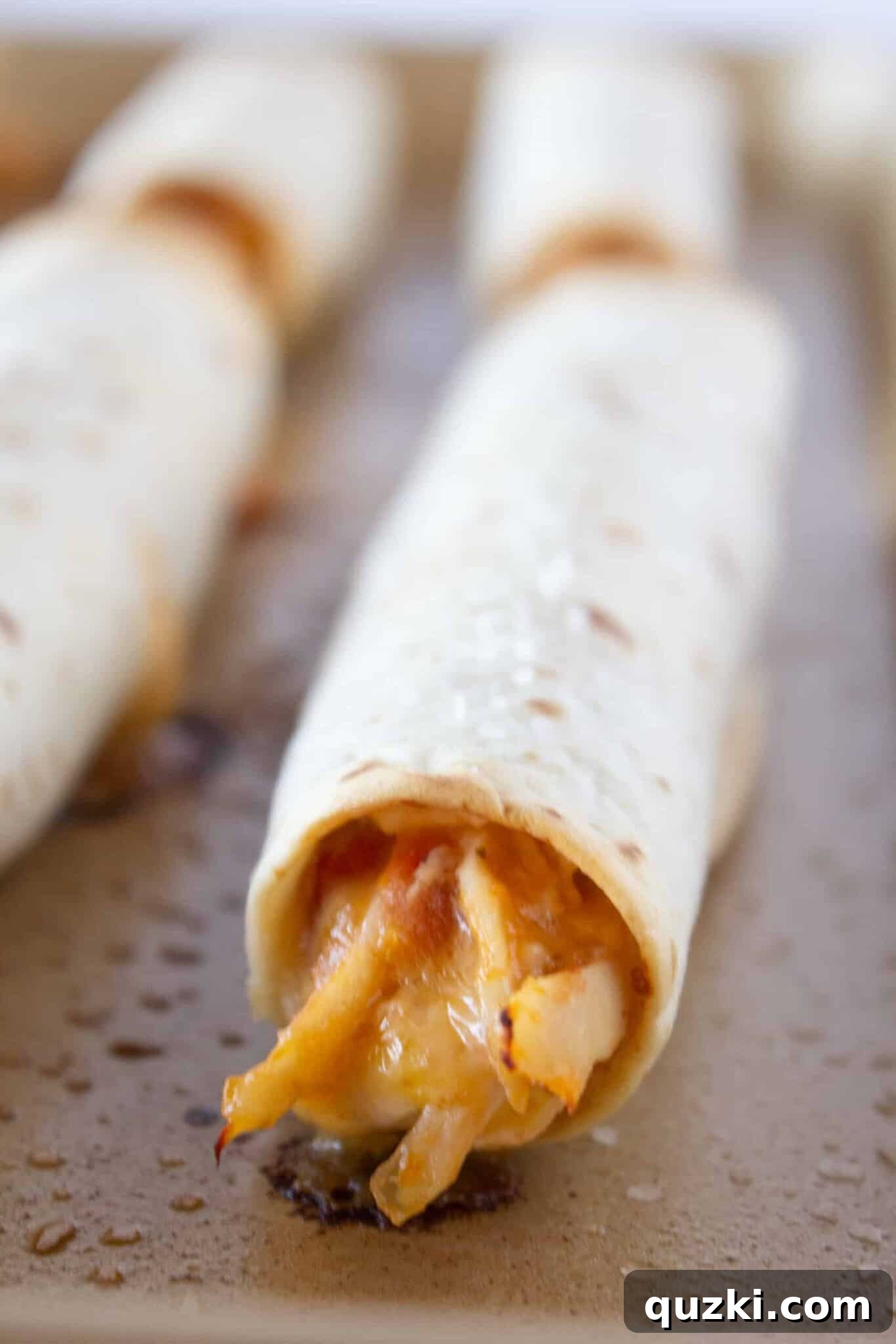 Crispy and delicious 5-Ingredient Turkey Taquitos, ready to be served with dips.
