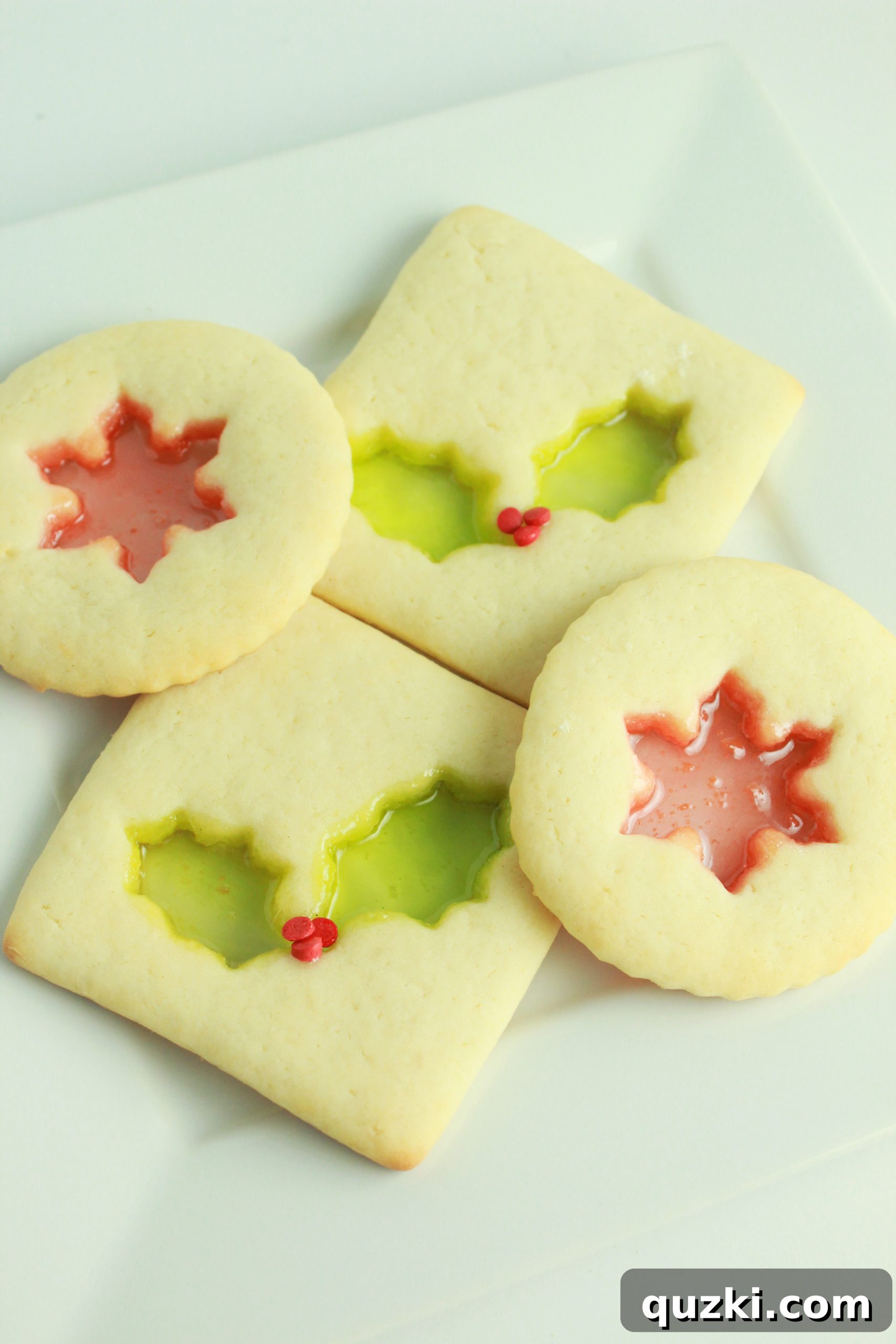 Stunning stained glass sugar cookies made with melted Jolly Ranchers, perfect for Christmas