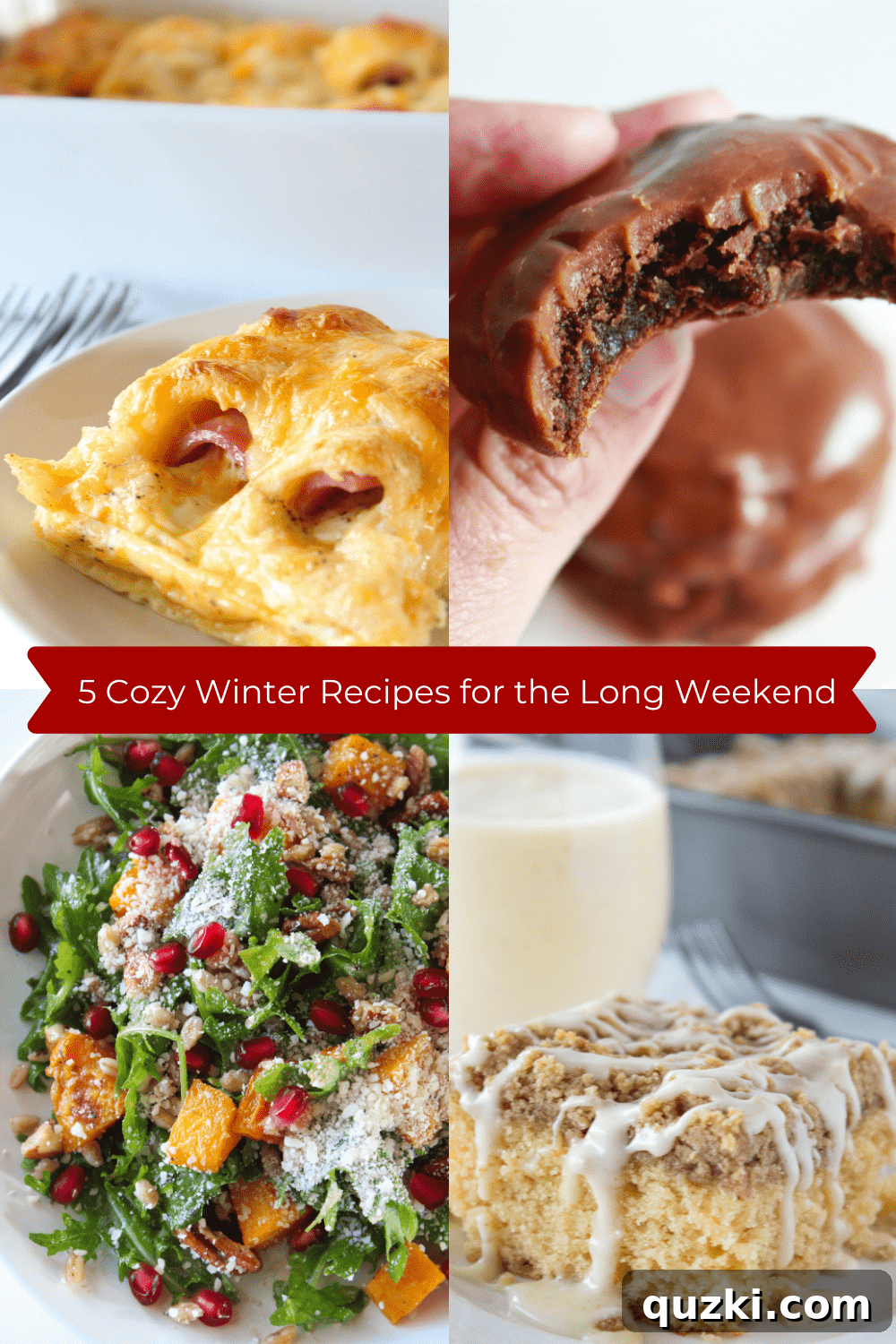 A warm, inviting scene of winter comfort food on a table, symbolizing cozy winter recipes for a long weekend.