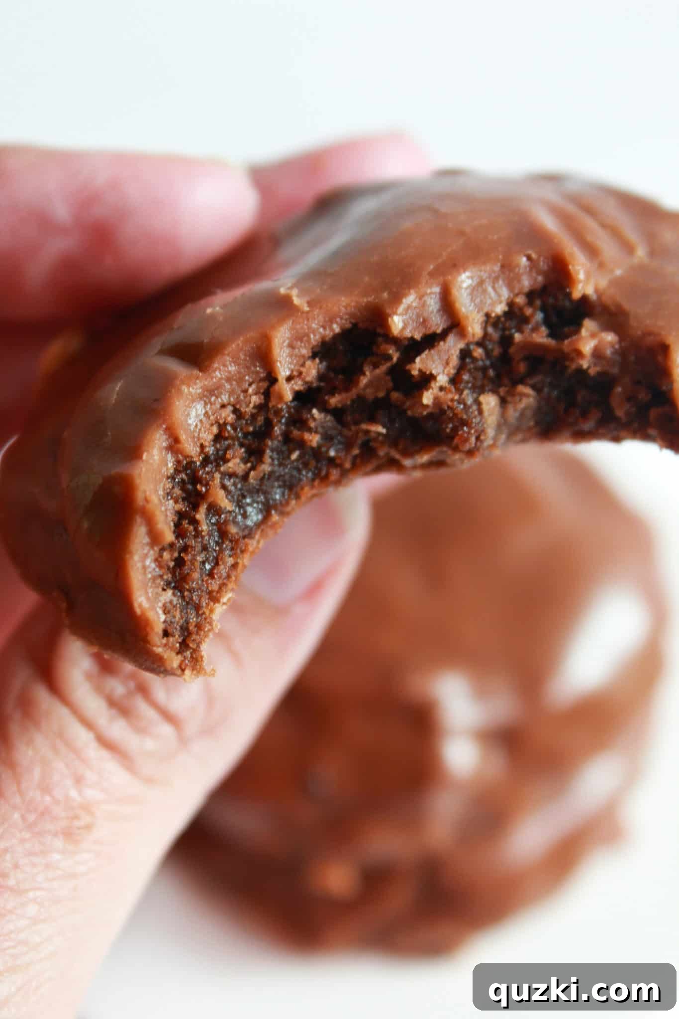 Close-up of Texas Sheet Cake Cookies with shiny chocolate icing