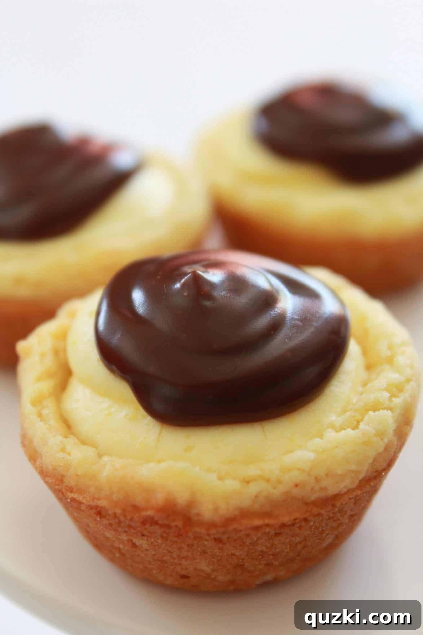 Boston Cream Pie Cookie Bites with vanilla pudding and chocolate ganache