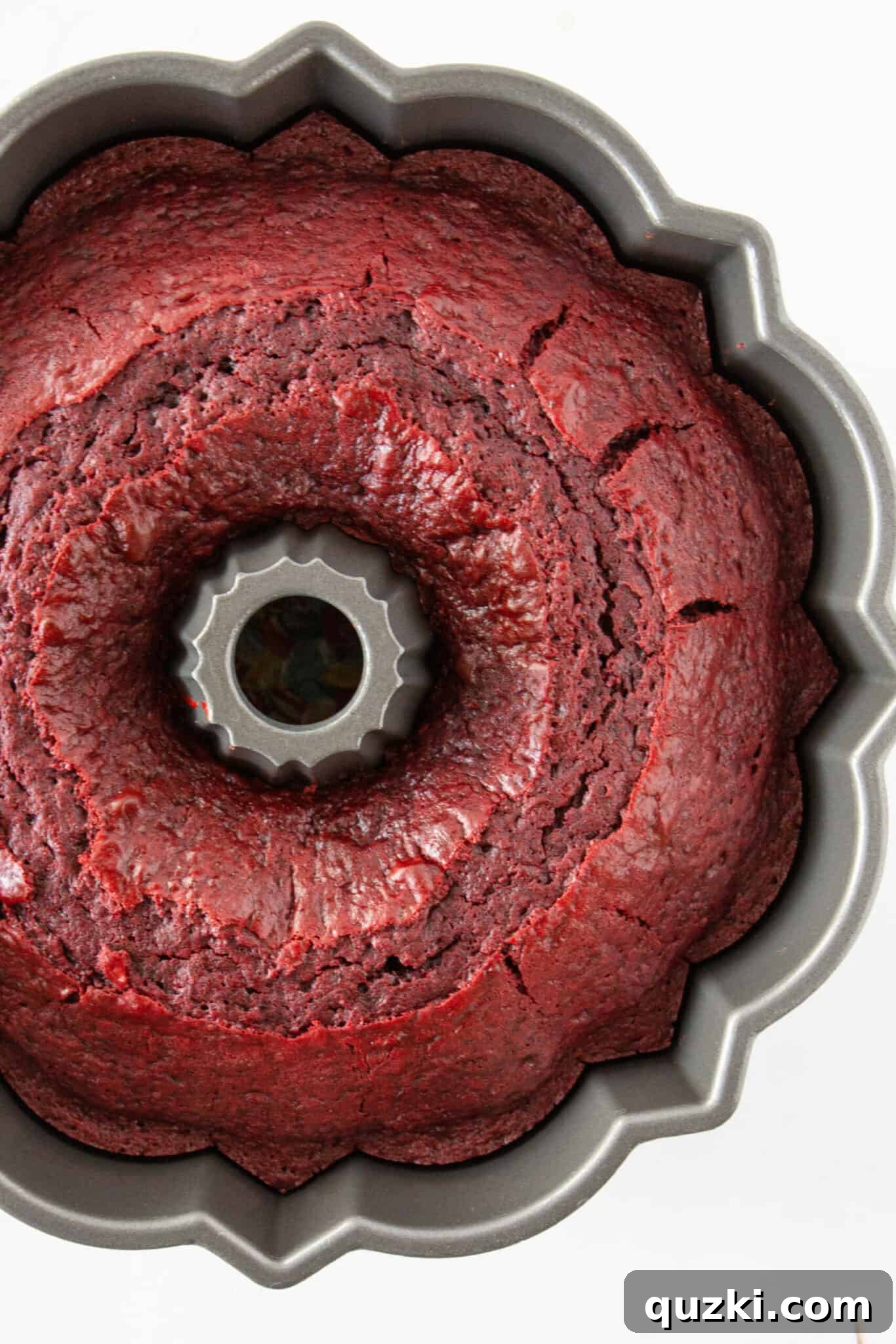 Black Bottom Red Velvet Bundt Cake Made Easy 9 The Black Bottom Red Velvet Bundt Cake baking in the oven.