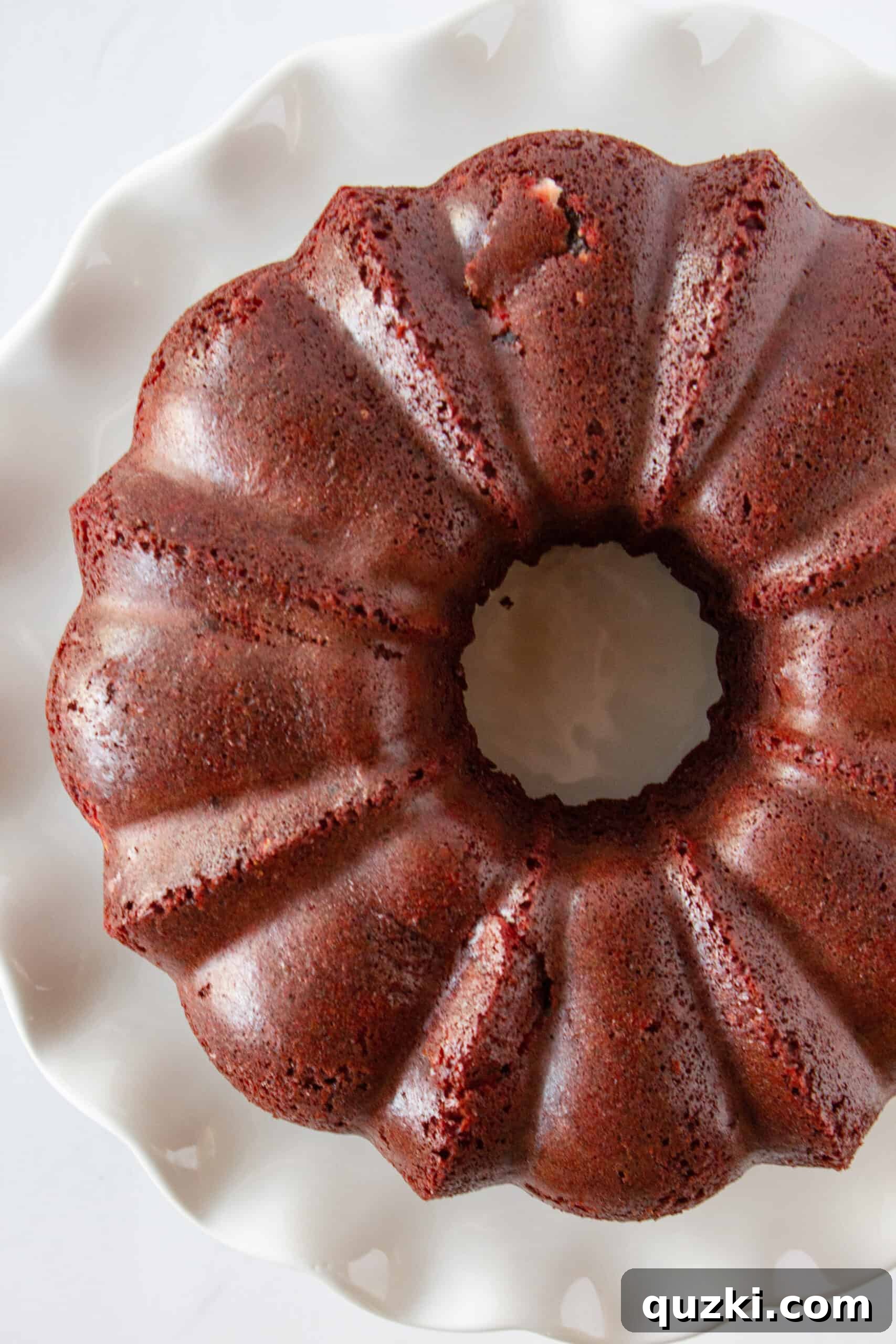 Black Bottom Red Velvet Bundt Cake Made Easy 10 The beautiful Black Bottom Red Velvet Bundt Cake, ready for its glaze.