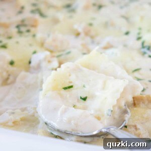 Easy Chicken Alfredo Ravioli Bake