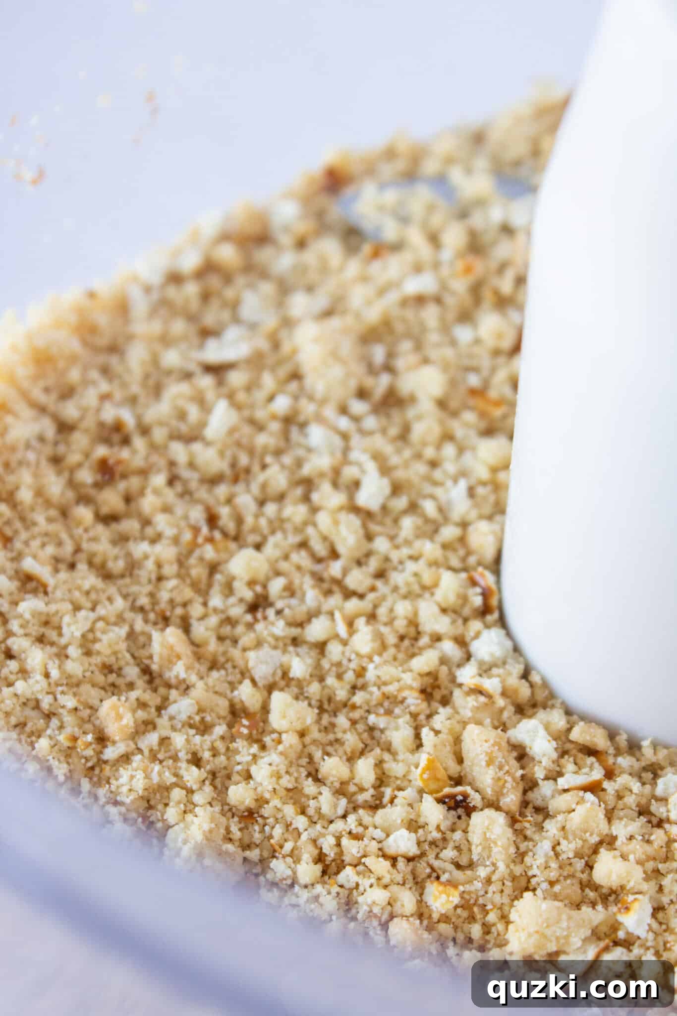 Finely crushed shortbread and pretzel crumbs for the no-bake dessert base
