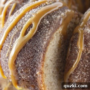 Serving a slice of churro bundt cake.