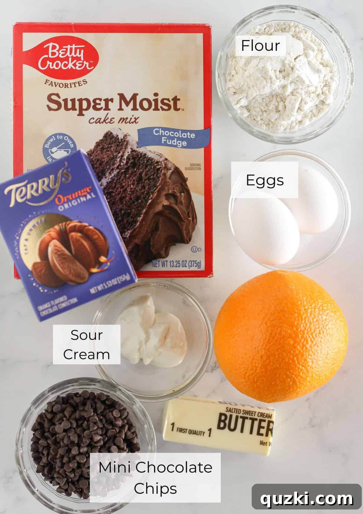 Chocolate Orange Cookie Mix Recipe — Quick Cake Mix Cookies 3 The ingredients needed to make chocolate orange cookies.