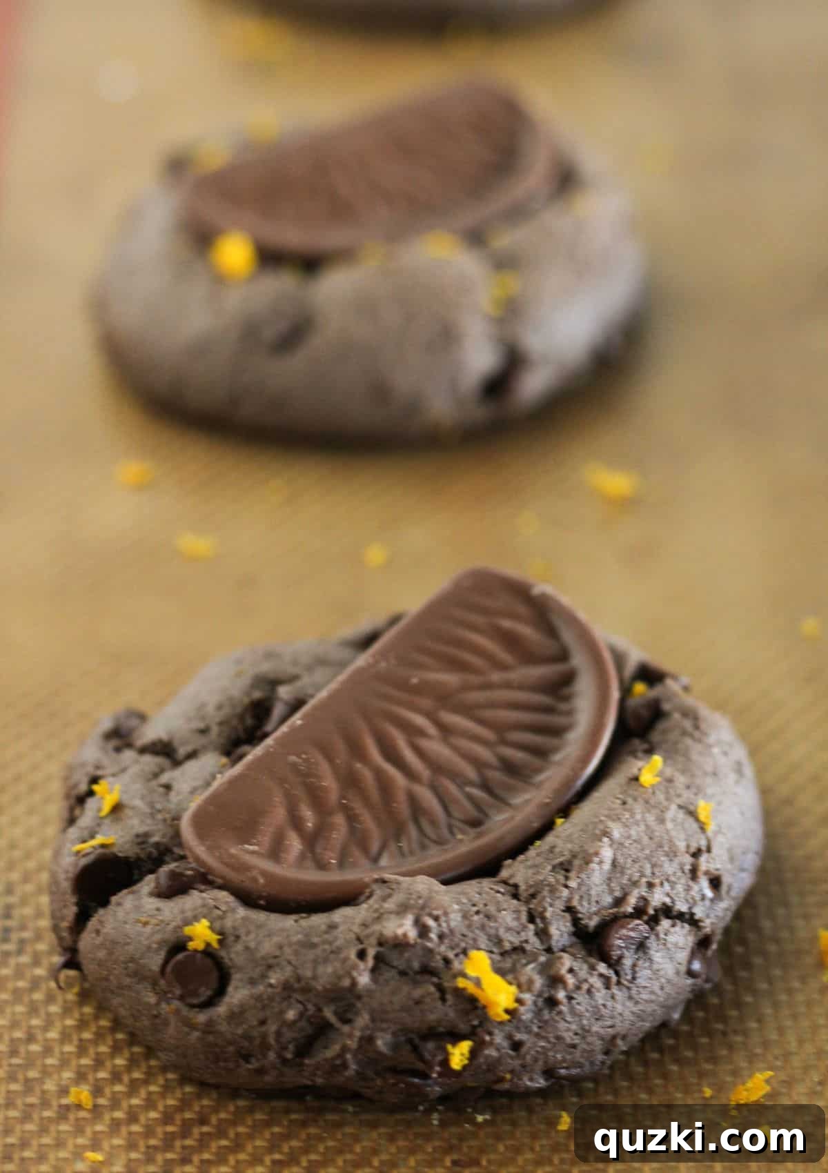 Chocolate Orange Cookie Mix Recipe — Quick Cake Mix Cookies 7 Finishing the cookies with candy and orange zest.