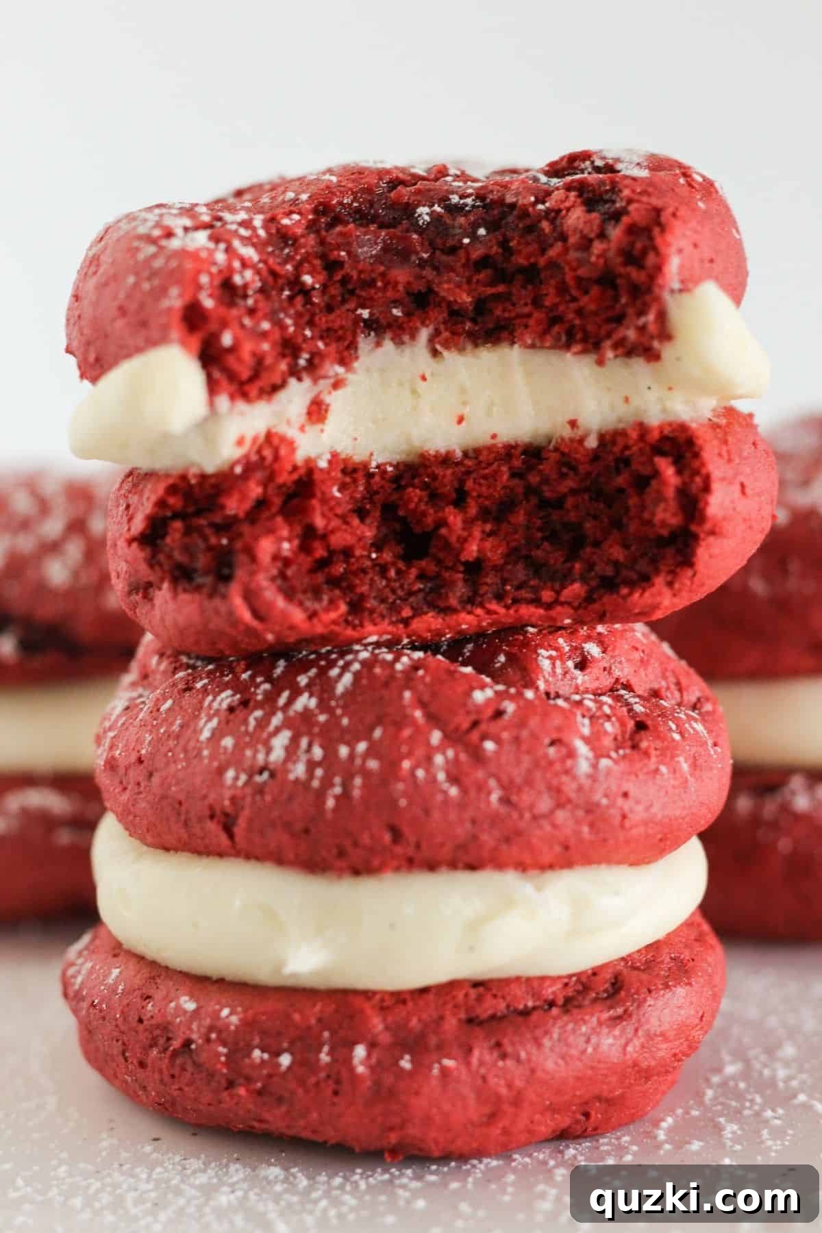 Red Velvet Whoopie Pies Made with Cake Mix 2 Red velvet whoopie pies made with a cake mix.