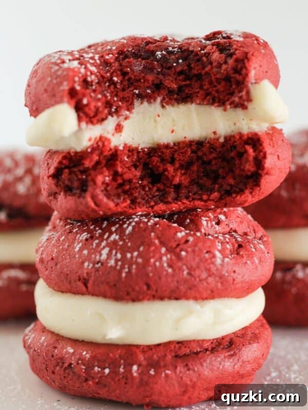 Red Velvet Whoopie Pies Made with Cake Mix 11 Red velvet whoopie pies made with a cake mix.