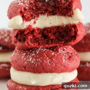 Red Velvet Whoopie Pies Made with Cake Mix 15 Red velvet whoopie pies made with a cake mix.