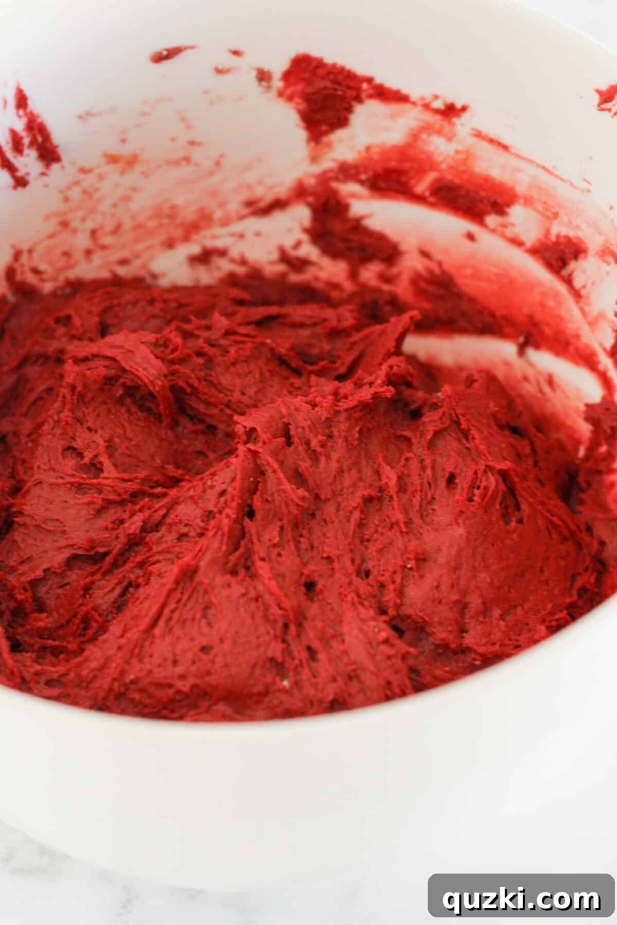 Red Velvet Whoopie Pies Made with Cake Mix 5 Red velvet cake mix cookie dough in a bowl