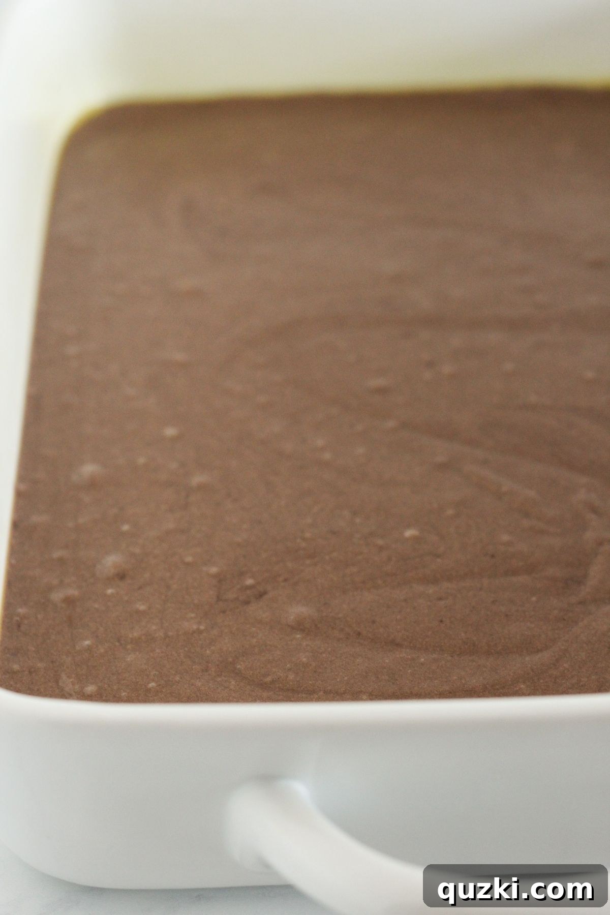 Chocolate Peanut Butter Cake Recipe Using Cake Mix 5 Cake batter in the prepared pan.