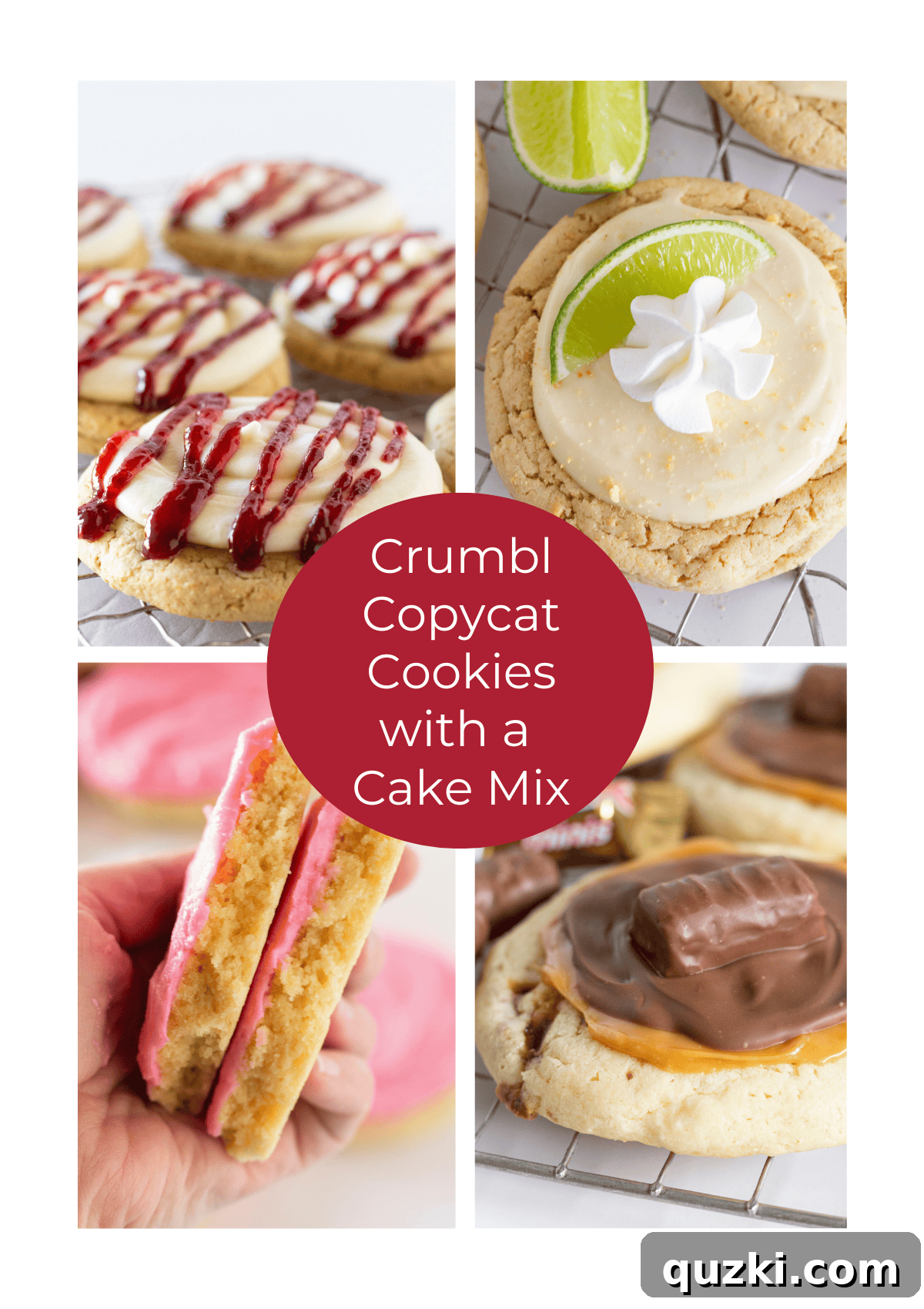 A collage of 4 different Crumbl copycat cookies.