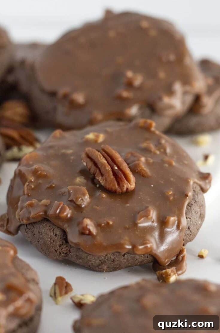 Texas sheet cake cookies with pecans.