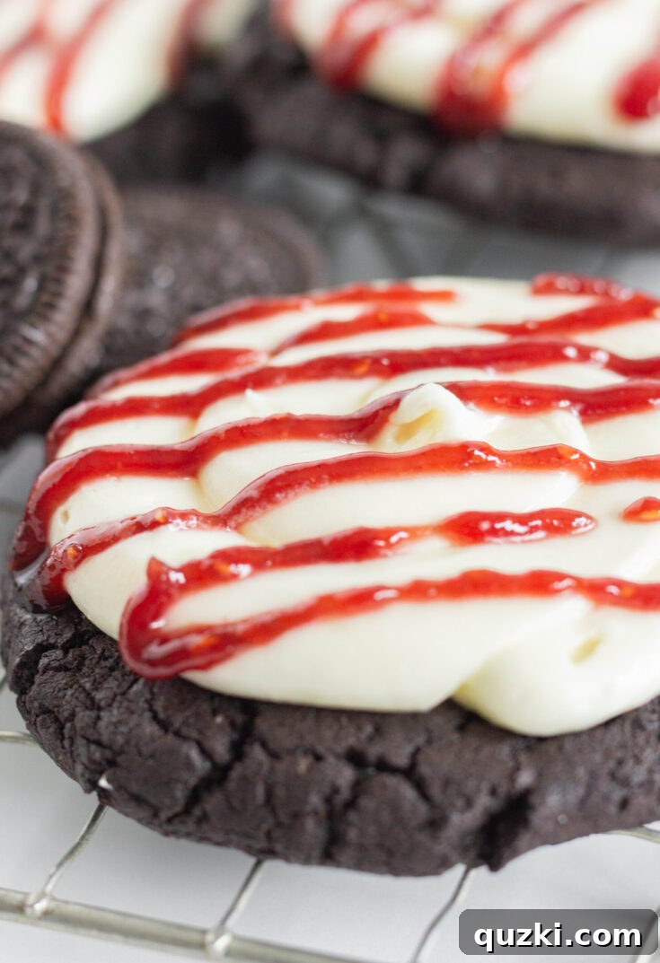 Image for Easy Crumbl Copycat Oreo Raspberry Cheesecake Cookies
